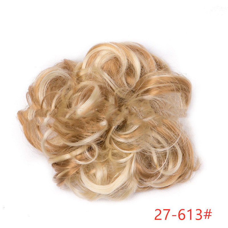 Europe, Japan, and South Korea popular hair bun fluffy natural drawstring curly hair ball head hair ring hair set female hair accessories chemical fiber hair Europe, Japan, and South Korea popular hair bun fluffy natural drawstring curly hair ball head hair ring hair set female hair accessories chemical fiber hair